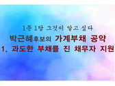 박근혜후보 가계부채공약 '하나' : 과도한 부채를 진 채무자 지원