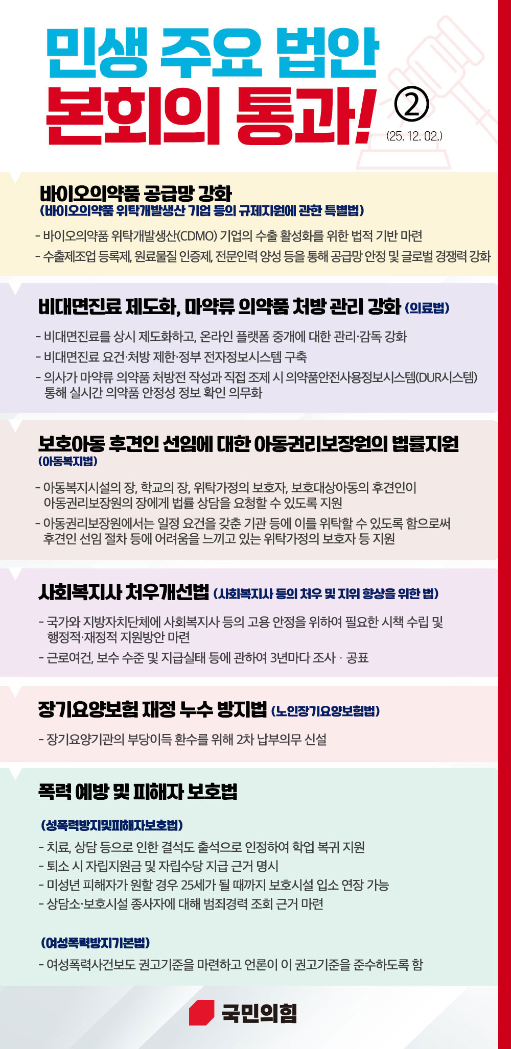 민생 법안 본회의 통과!(25.12.02.)