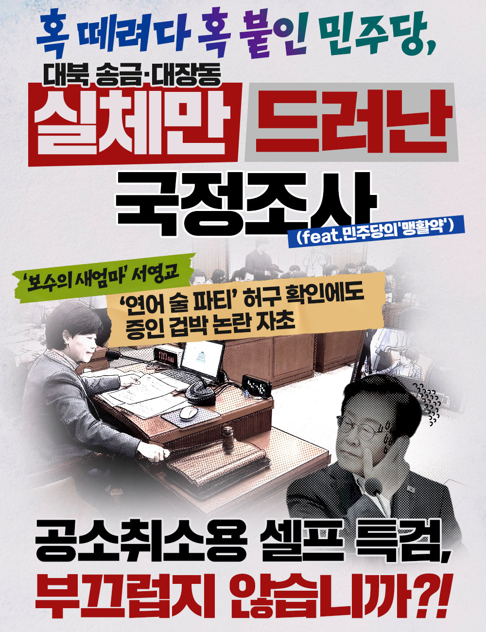 혹 때려다 혹 붙인 민주당, 실체만 드러난 국정조사(feat.민주당의 맹활약)