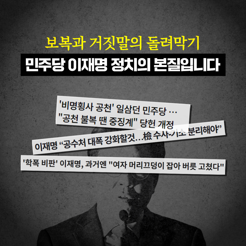 보복과 거짓말의 돌려막기 민주당 이재명 정치의 본질입니다