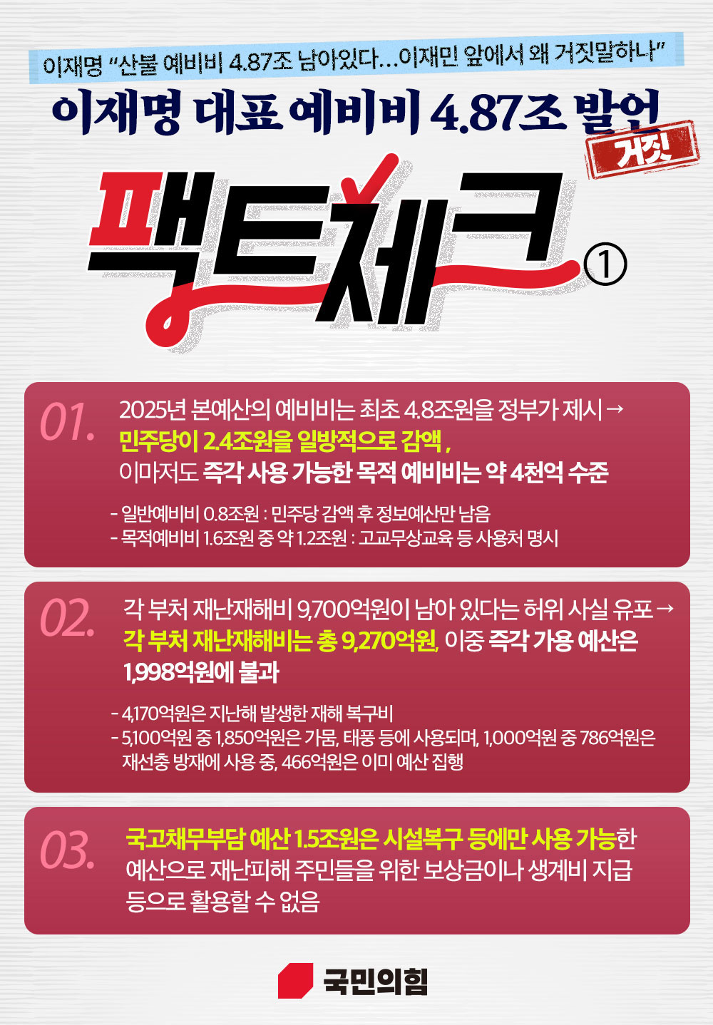 이재명 대표 예비비 4.87조 발언(거짓) 팩트체크